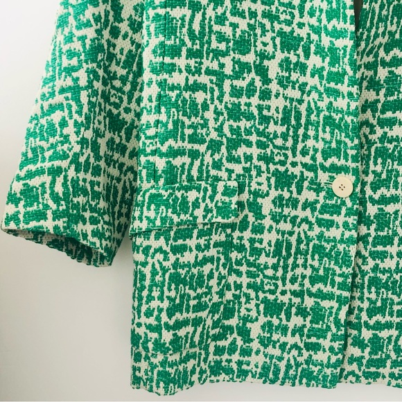 ZARA Green Jacquard tweed Jacket with Patch Pockets SZ M - Picture 4 of 16